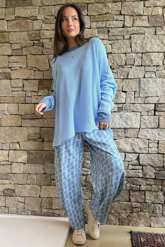 Conrad Slouch Cotton Knit Baby Blue